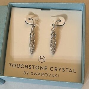 Touchstone Crystal by Swarovski Silver Crystal Drop Earrings